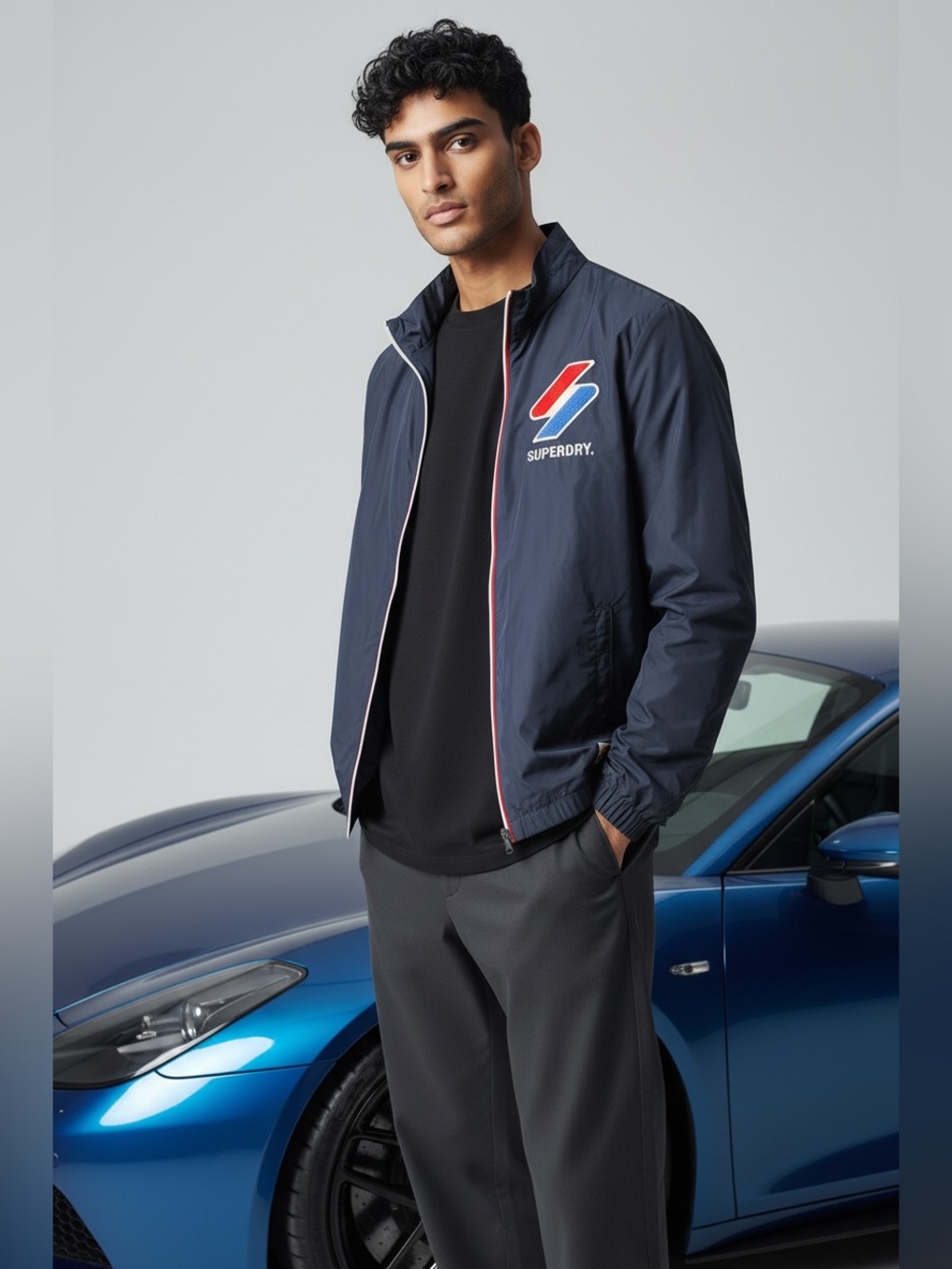 Superdry track jacket in navy blue men’s